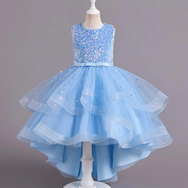 Flower Girls Princess Sequins Baby Wedding Christmas Party Trailing Dress Teenager Children Kids Elegant Vestidos for 3-15Years-Dollar Bargains Online Shopping Australia