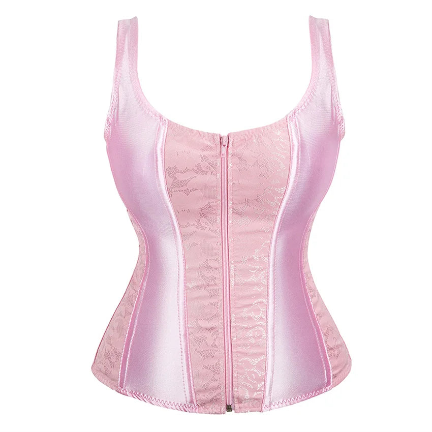 Corset with Straps for Women Black Overbust Corset Plus Size Jacquard Lace-Up Corset Zipper TOP Vintage Gothic Corset Bustier-Dollar Bargains Online Shopping Australia