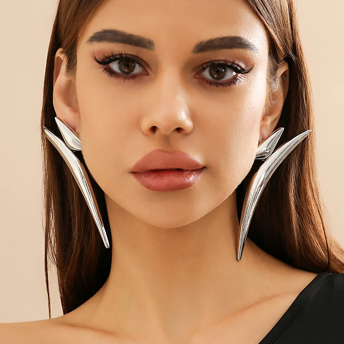 Exaggerated Geometry Long Curved Drop Earrings Fashion Aesthetics Thick Metal Triangular Earrings Women's Trendy Stage Jewelry-Dollar Bargains Online Shopping Australia