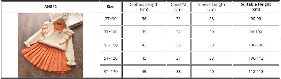 Casual Girls Dress Knitting Kids Suit Winter Long Sleeves Princess Top and Skirt 2pcs Outfits Sweater Kids Clothes-Dollar Bargains Online Shopping Australia