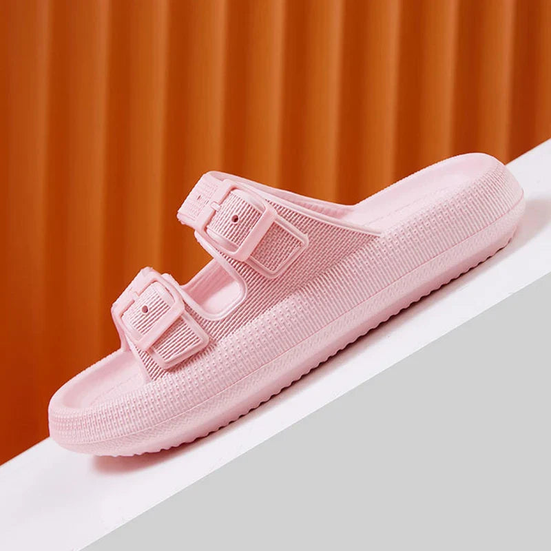 Thick Platform Cloud Slippers Women Fashion Buckle Soft Sole Pillow Slides Sandals Woman Beach Non-Slip Flip Flops-Dollar Bargains Online Shopping Australia