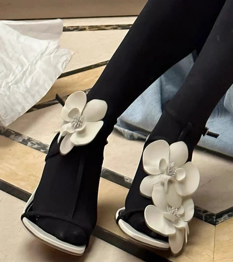 Flower Luxury Designer High Heels Women Fashion Sandals Female Slingback Sandals Women Brand Party Dress Shoes Pumps-Dollar Bargains Online Shopping Australia