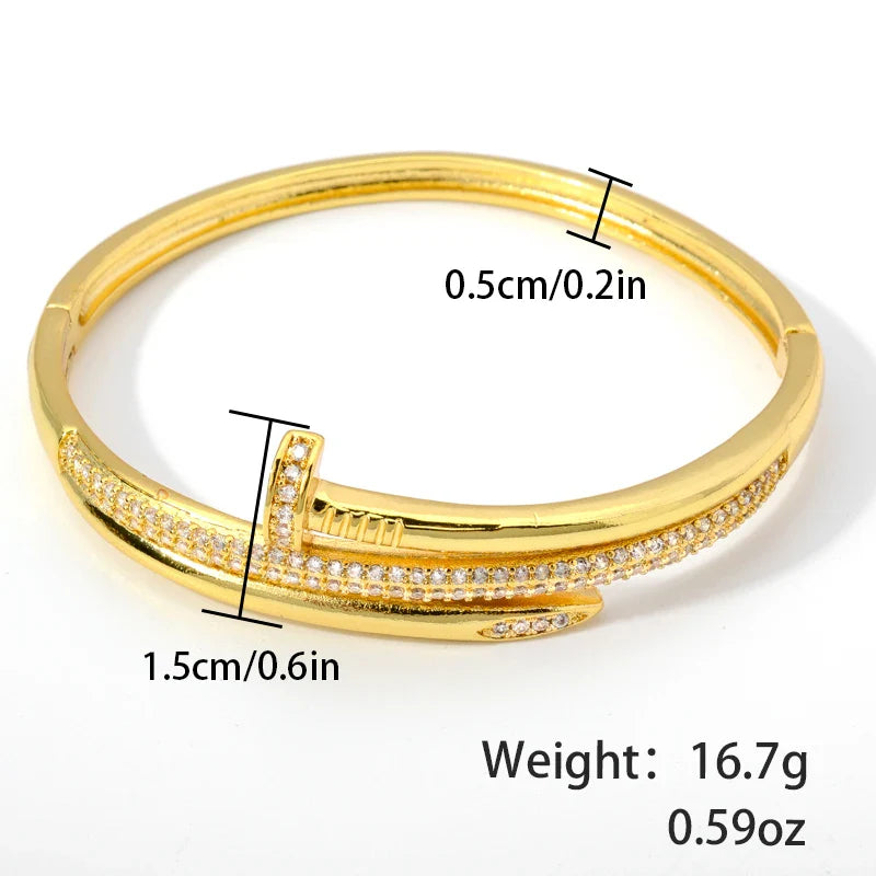 Unique Nail Head Cross Bangle Luxury Gold Color Twist Bracelets For Women Men Statement Jewelry Birthday Gifts Dropshipping