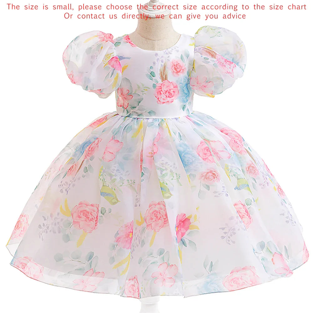 Girl Princess Dress Tulle Puff Sleeve Wedding Party Kids Dresses for Girls Birthday Child Clothes Bridemaids Gown-Dollar Bargains Online Shopping Australia
