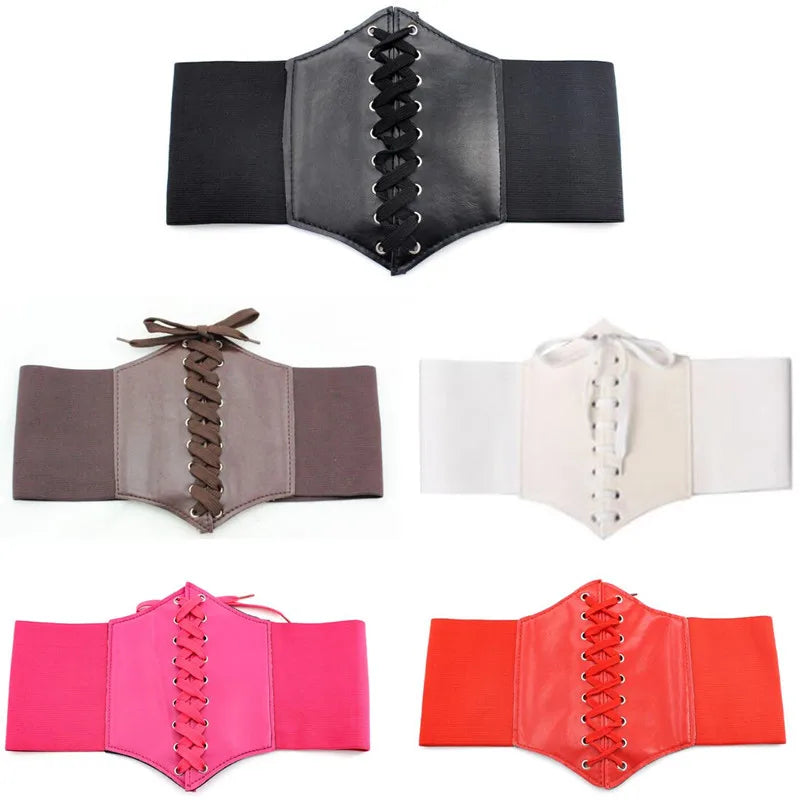 Fashion Corset Wide Belts Pu Leather Slimming Body Waistband Women Elastic Waist Belt