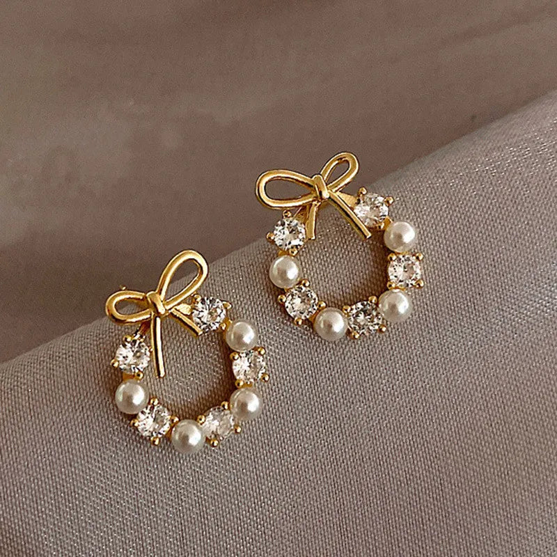 Simple Temperament Circle Pearl Earrings Fashion Small Versatile Earrings Women's Jewelry-Dollar Bargains Online Shopping Australia