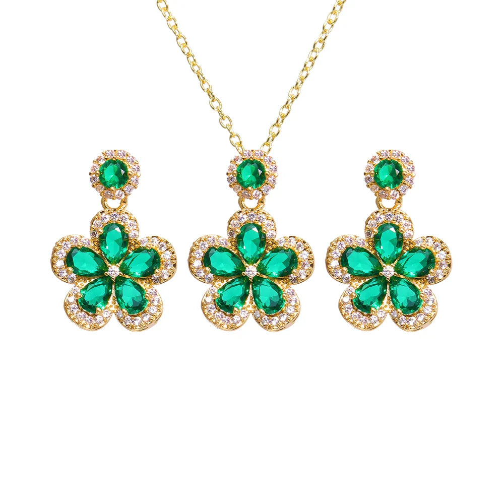 Luxury Pearl Bridal Jewelry Sets for Women Fashion Cubic Zirconia Earrings Necklace Wedding Accessories-Dollar Bargains Online Shopping Australia