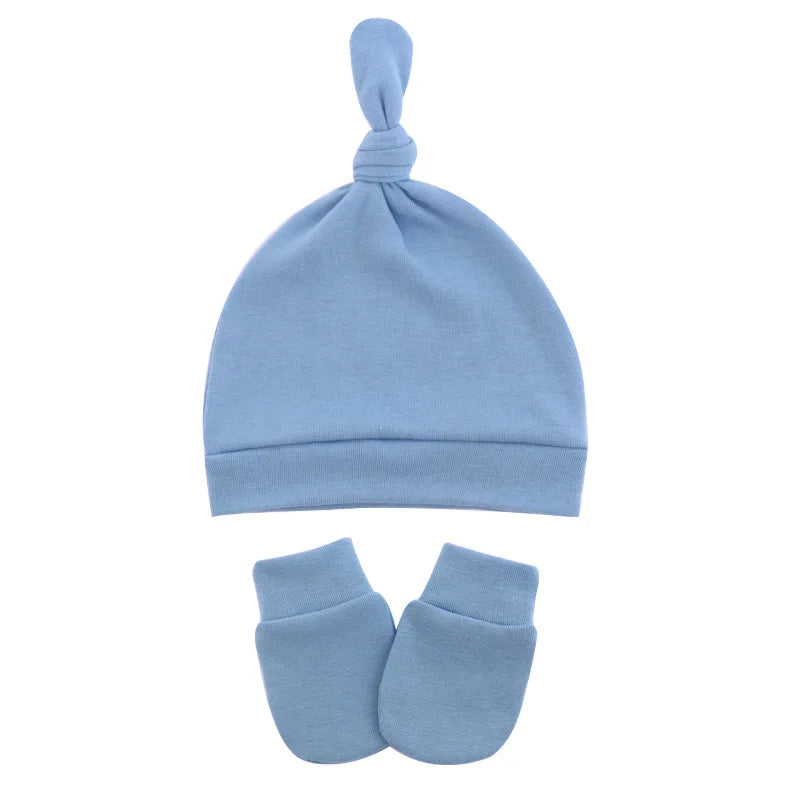 Newborn Baby Hat With Gloves Cotton Bonnet Baby Beanie For Girls Spring Soft Infant Cap Boy Toddler Accessories Gift-Dollar Bargains Online Shopping Australia