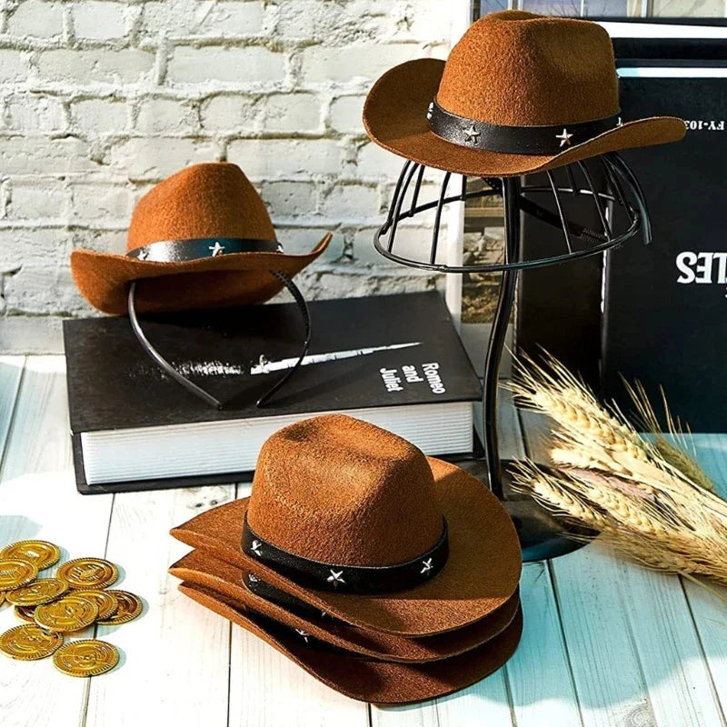 Mini Cowboy Hat Headband Westernstyle Cowgirl Hat Hairband Cosplay Props Headdress Party Hair Clip Festival Accessories-Dollar Bargains Online Shopping Australia