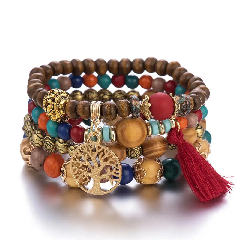 Fashion Retro Boho Multilayer Wood Beaded Bracelet Fairy Bangle Beads Bangles Women Bracelet Jewelry Gift Women's Jewelry Gifts-Dollar Bargains Online Shopping Australia