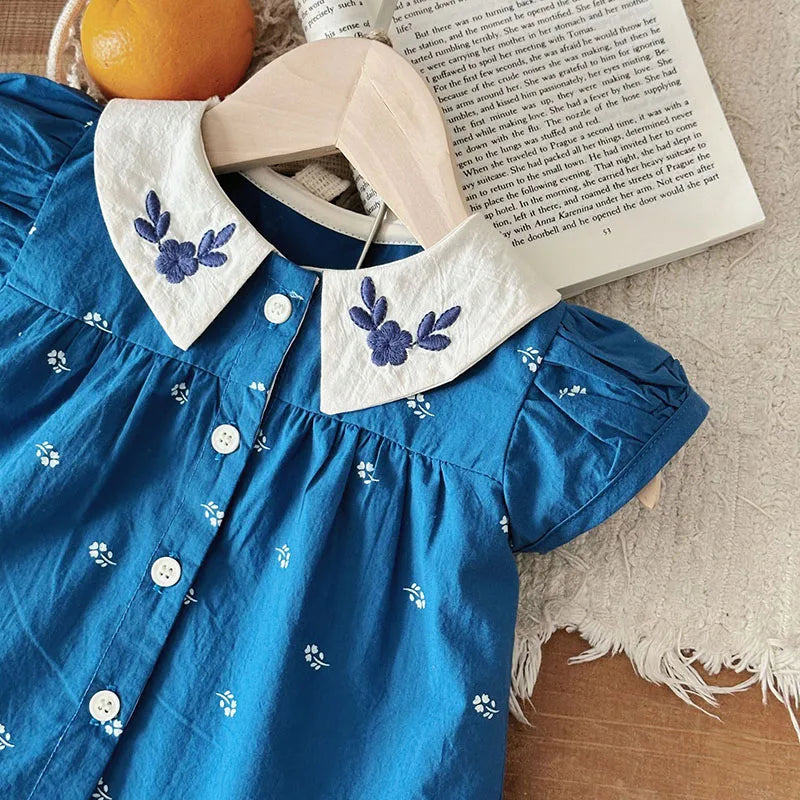 Baby Summer Clothes Set Lovely Peter Pan Collar Blouse and Shorts 2Pcs for Infant Girls Toddler Outfit-Dollar Bargains Online Shopping Australia