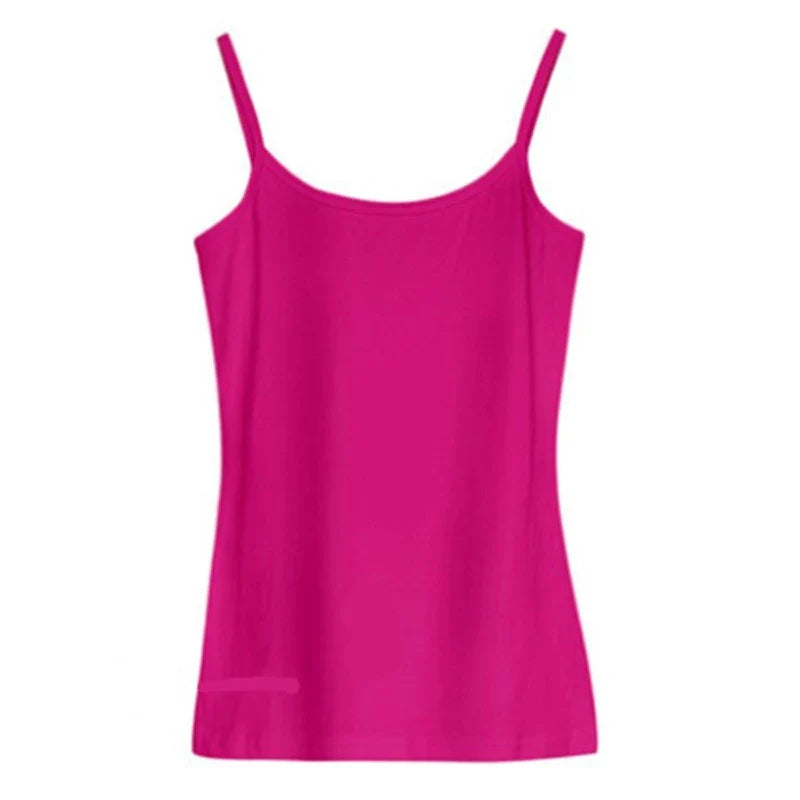 Women Basic Solid Color Sleeveless Camisole Spaghetti Strap Scoop Neck for Tank Top Slim Bottoming Sling Vest Undershirt-Dollar Bargains Online Shopping Australia