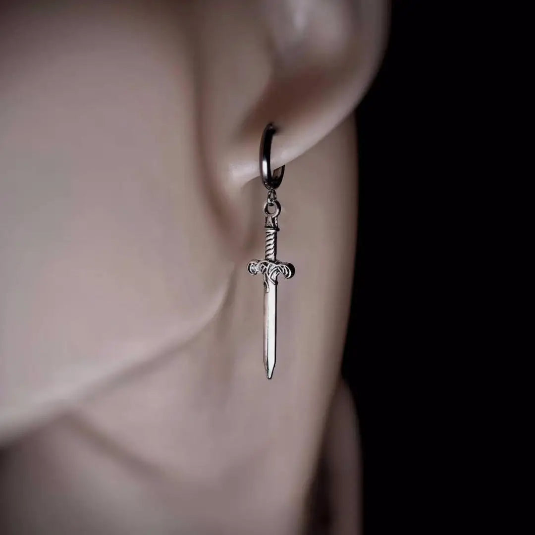 Gothic Vintage Sword Earrings For Women Man Fashion Cool Punk Rock Party Jewelry Accessories Gift Fantasy Cross Dagger Ear Hooks-Dollar Bargains Online Shopping Australia