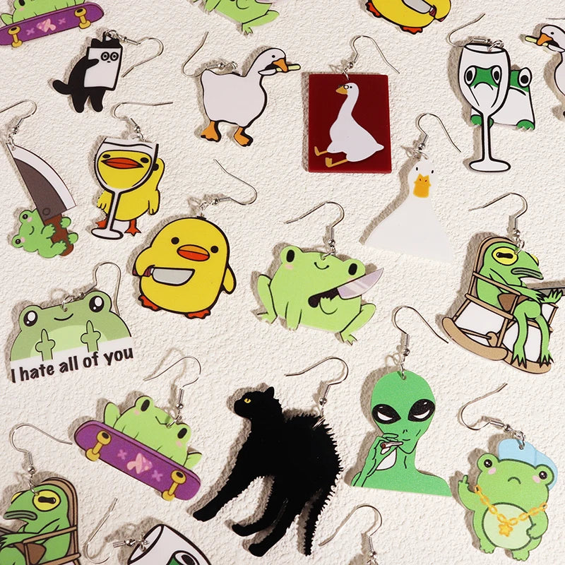 Earrings For Women Girls Hip Hop Cute Exaggeration Special Creativity Jewelry Cartoon Animal Alien Frog Duck Goose Cat-Dollar Bargains Online Shopping Australia