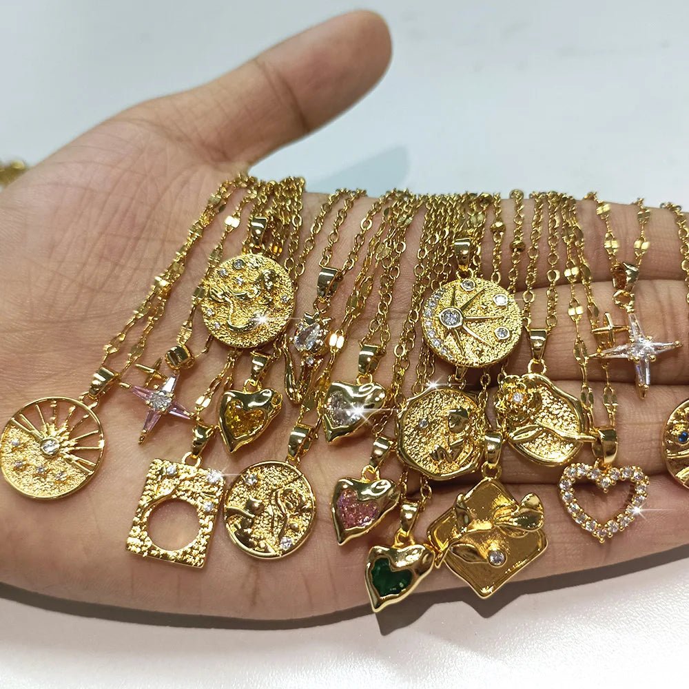 Rhinestone Rose Choker Shiny Zircon Sunrise Necklace For Women Gold Color Collar Evil Eyes Jewelry Y2k-Dollar Bargains Online Shopping Australia