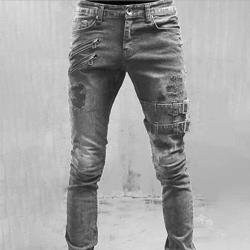 Plus Size Straight Jeans Man Pants Spring Summer Boyfriend Jeans Streetwear Skinny Zips-Dollar Bargains Online Shopping Australia