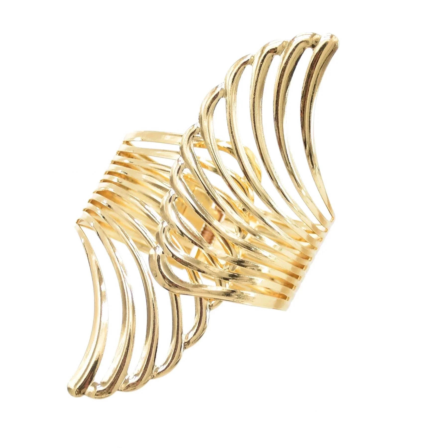 Hollow Wings Feather Wide Cuff Bracelets & Bangles For Women Men Gold Silver Color Alloy Open Big Male Female Bangle Jewelry-Dollar Bargains Online Shopping Australia