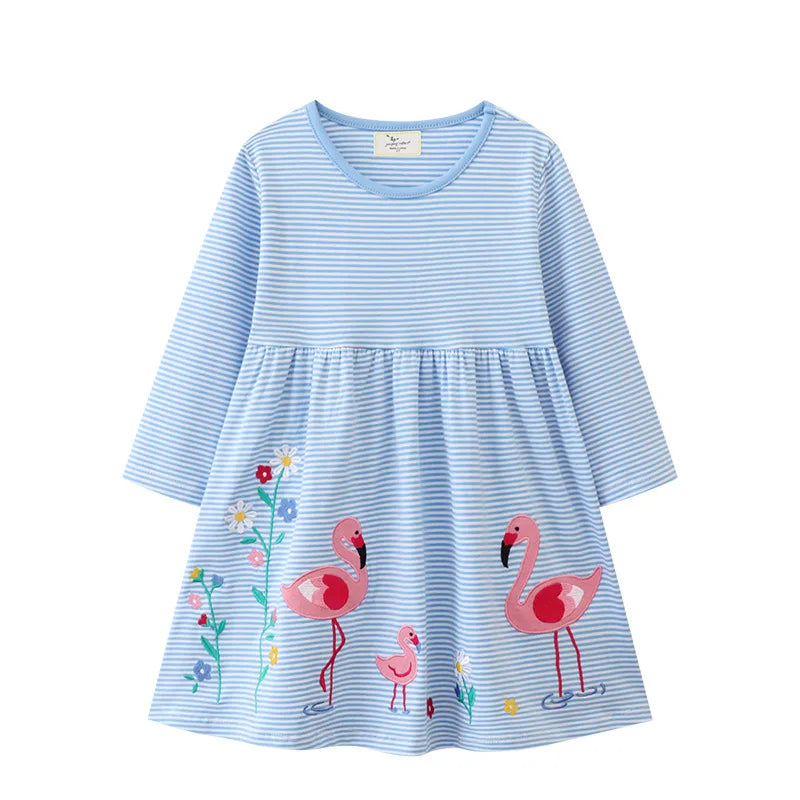 Children's School Dresses With Pockets Pen Embroidery Long Sleeve Autumn Kids Preppy Style Dress-Dollar Bargains Online Shopping Australia