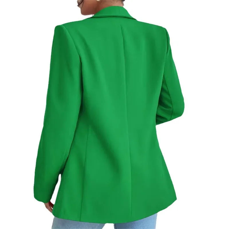 Women Elegant Casual Solid Blazer Vintage Formal Business Chic Suit Jackets Female Outerwear Long Sleeve Open Stitch Slim Coats-Dollar Bargains Online Shopping Australia