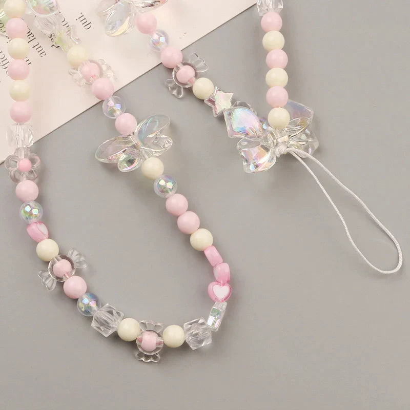 Creative Crystal Bowknot Pearl Beaded Mobile Phone Straps for Women Phone Case Key Chain Bag Pendant Decoration Accessories-Dollar Bargains Online Shopping Australia