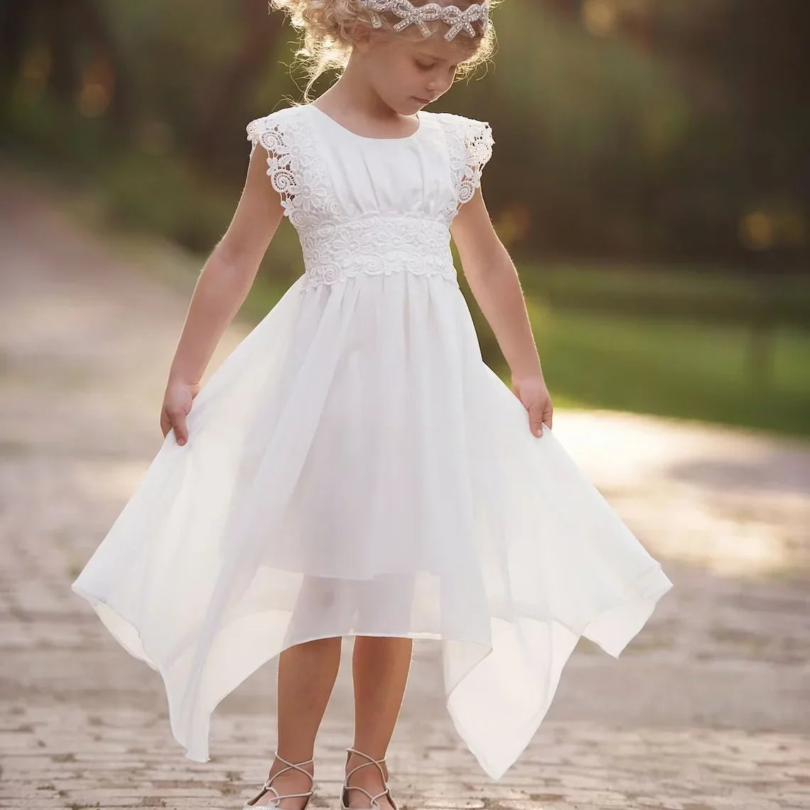 Summer Toddler Baby Girl Dress Princess Sleeveless Dress Infants Lace Beach Boho White Party Dresses Fashion Dress