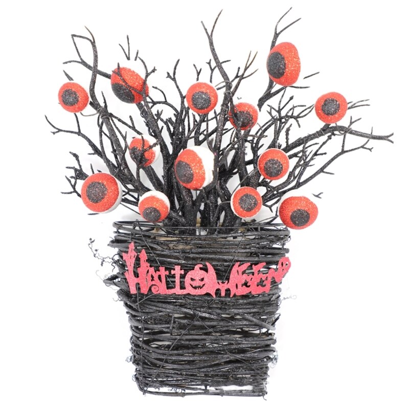 Halloween Wreath Eyeball Wreaths with Red LED Light Branch Basket Wreaths For Doors Window Flower Halloween Decor-Dollar Bargains Online Shopping Australia