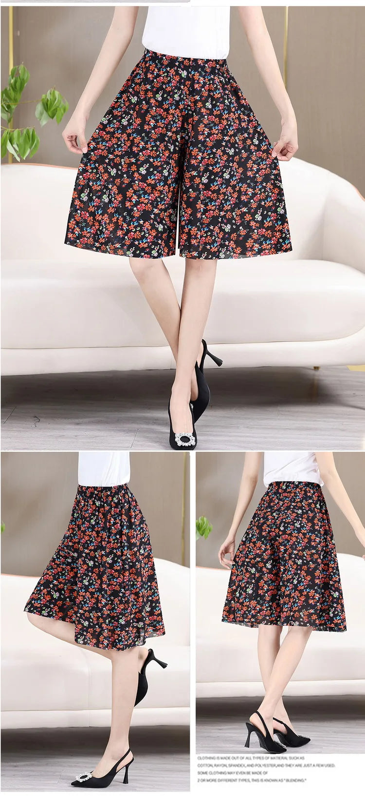 Women's Pant Skirt Flower Print Women's Short Skirt Classic Home Leisure Breathable-Dollar Bargains Online Shopping Australia