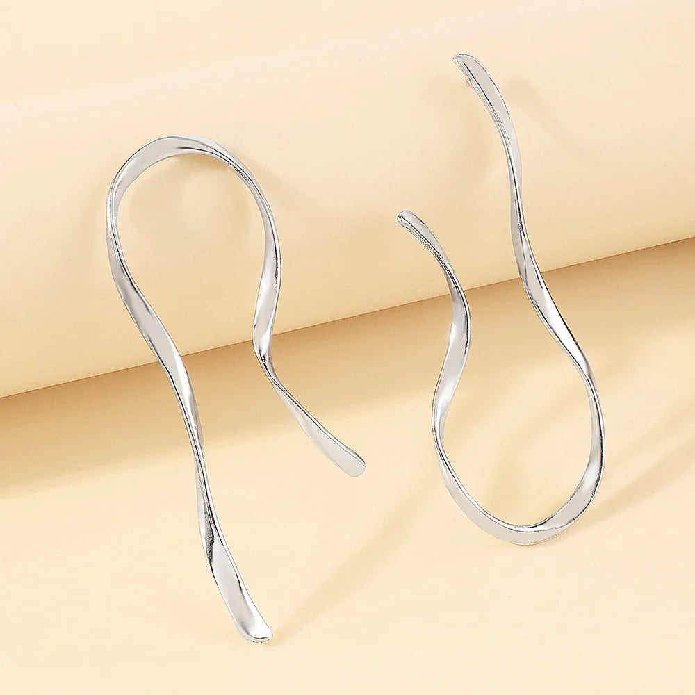 Exaggerated Irregular Lines Big Dangle Earrings for Women Minimalist Asymmetric Twisted Personalized Accessories Fashion Jewelry-Dollar Bargains Online Shopping Australia