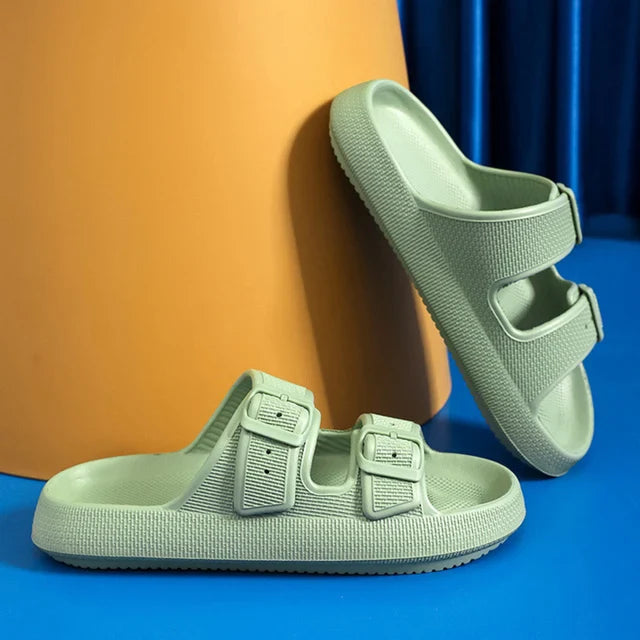 Thick Platform Cloud Slippers Women Fashion Buckle Soft Sole Pillow Slides Sandals Woman Beach Non-Slip Flip Flops-Dollar Bargains Online Shopping Australia