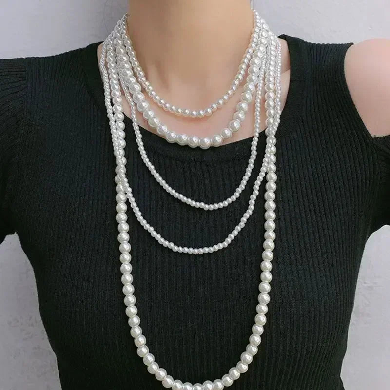 Pearl Multi-layered Women's Necklace Exaggerated Fashion High Street Club Party Banquet Necklace For Women Jewelry-Dollar Bargains Online Shopping Australia