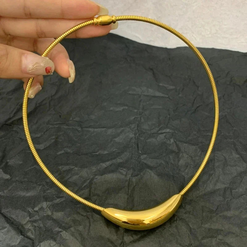 Metallic Stainless Steel Silver Plated Gold Color Choker Necklace For Women Girl Gift-Dollar Bargains Online Shopping Australia