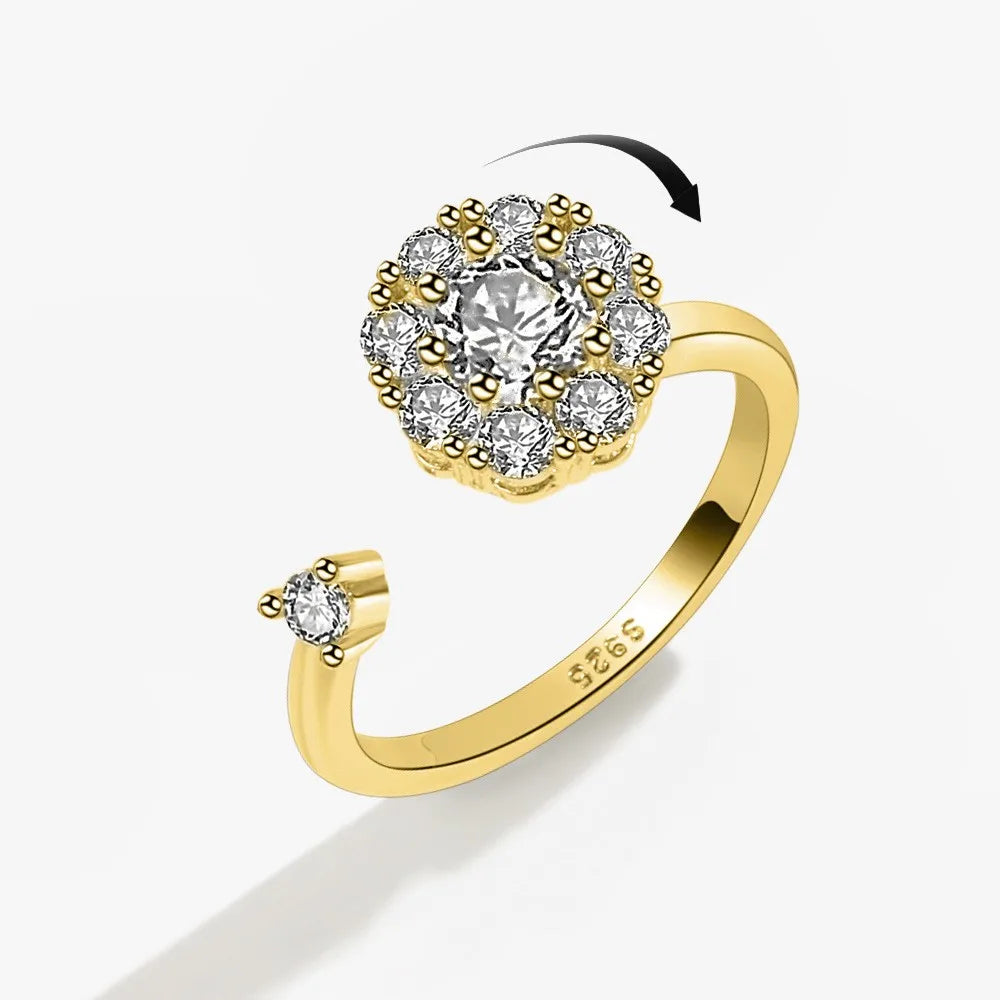 Fidget Spinner Ring Anxiety for Women Multiple Crystal Flower Eye Butterfly Animal Ring Rotate Anti Stress Wedding Jewerly-Dollar Bargains Online Shopping Australia