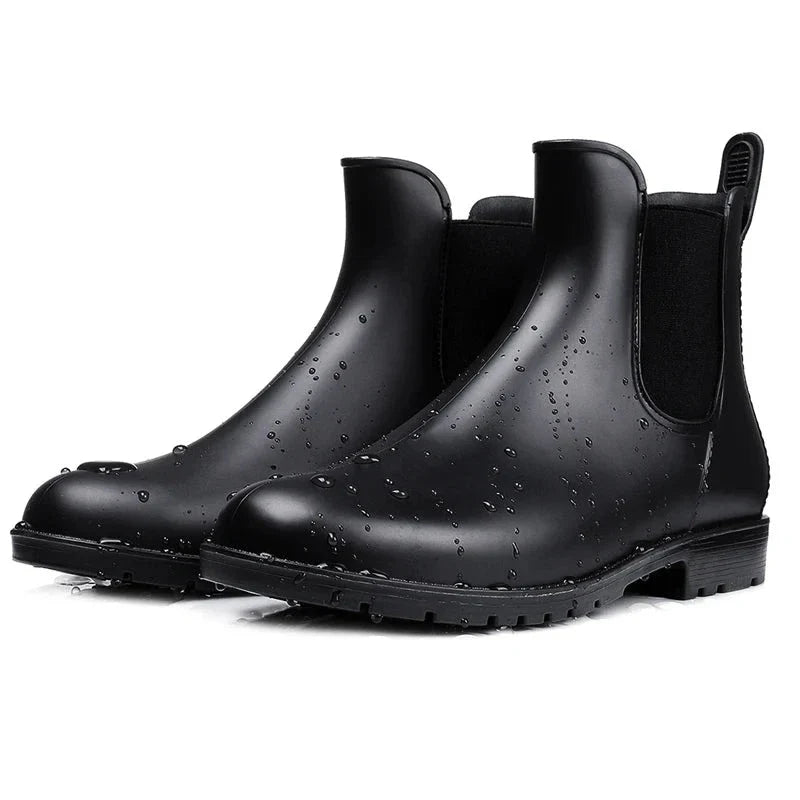 Women Chelsea Rain Boots Shiny Ankle Boots Waterproof Upper Toe Elastic Band Low Sole Fashion Non-slip Comfortable Boots-Dollar Bargains Online Shopping Australia