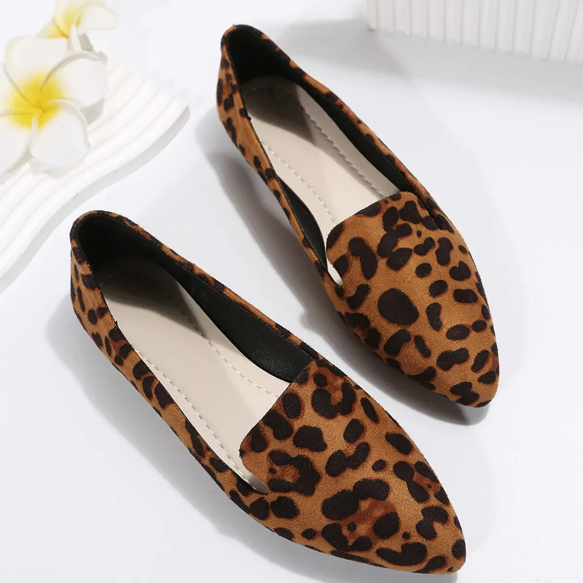 Loafers Flats Leopard Pointed Toe Casual Women Shoes Comfortable Walking