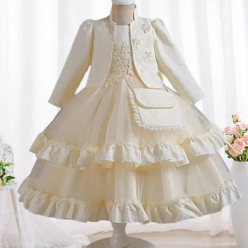 Dress Long sleeved Birthday Party Elegant Evening Dress Performance Fluffy Girl Princess Dress-Dollar Bargains Online Shopping Australia