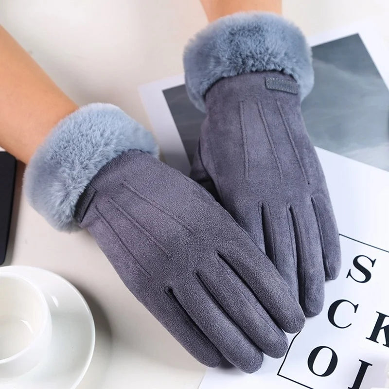 Women Winter Gloves Warm Screen Women's Gloves Full Finger Mittens Glove Driving Windproof