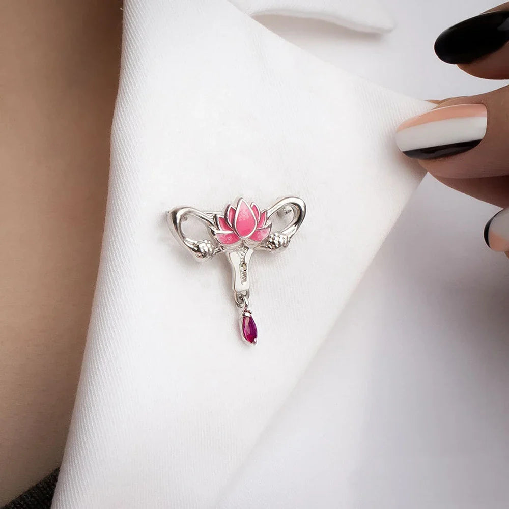 Woman's Womb Medical Jewellery Brooch Pins Gynecology Symbol of Medical Uterus Lotus Lapel Badge for Gynecologist Nurse-Dollar Bargains Online Shopping Australia