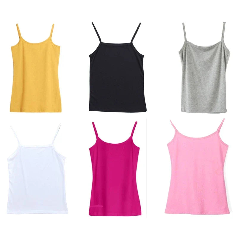 Women Basic Solid Color Sleeveless Camisole Spaghetti Strap Scoop Neck for Tank Top Slim Bottoming Sling Vest Undershirt-Dollar Bargains Online Shopping Australia