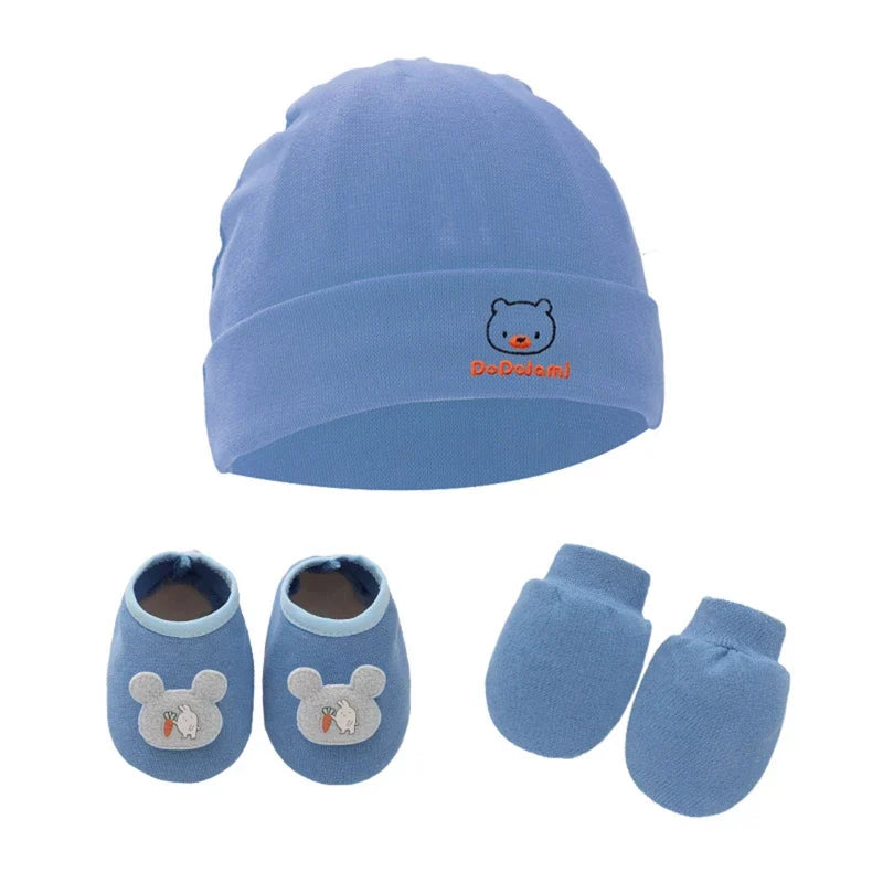 Baby Anti Scratching Gloves Hat Foot Cover Set Soft Cotton Newborn No Scratch Mittens Socks Beanies Cap Nightcap-Dollar Bargains Online Shopping Australia