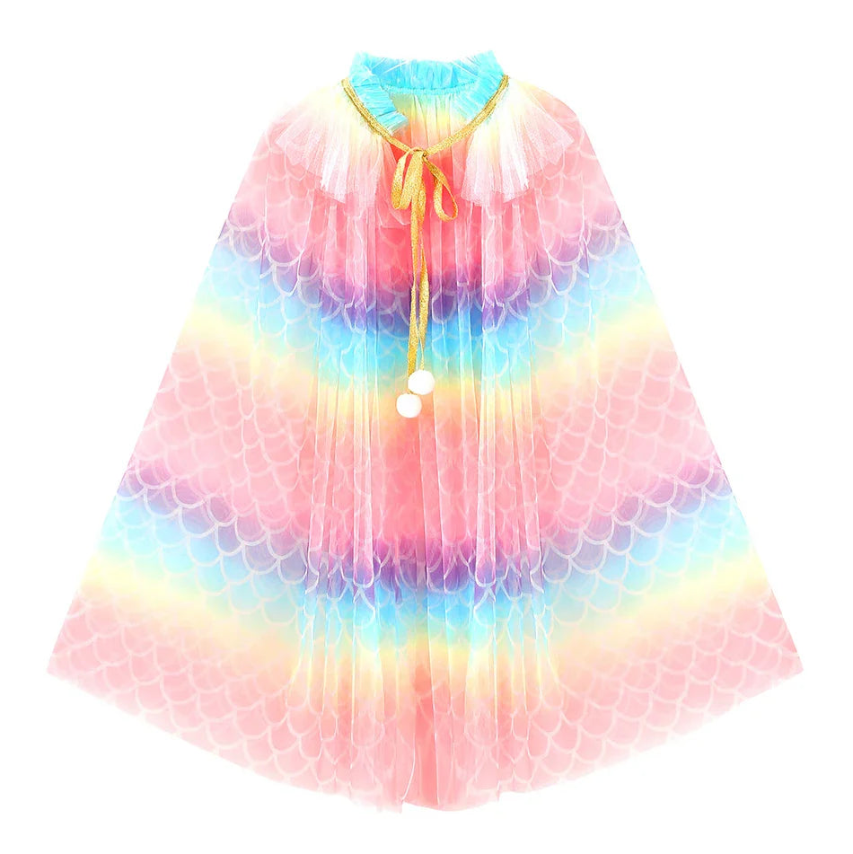 Christmas Halloween Girls Cloak Outerwear One Size Sequins Shawl Kids Coat for Birthday Party Beach Rainbow Princess Costume-Dollar Bargains Online Shopping Australia