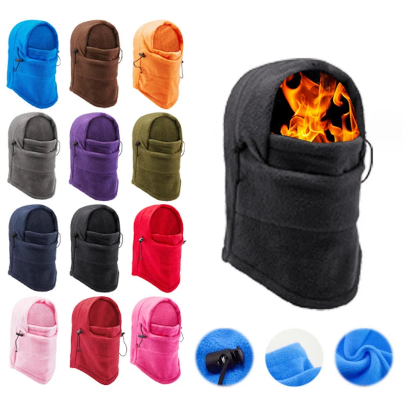 Unisex Women Men Polar Fleece Hood Hat Casual  Beanie Ski Snow Cap Snood Scarf Warmer Thermal