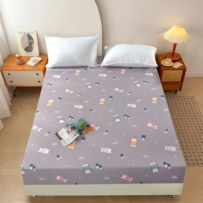 Cartoon Bear Bedding Fitted Sheet Only(no pillowcase) Elastic Band Around Mattress Cover King Size Bed Cover