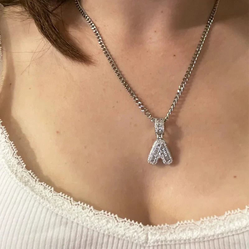 Cubic Zirconia Letter Pendant Necklaces Iced Out Rock Candy Style Initial Charms Necklace Fantastic Jewelry Gift-Dollar Bargains Online Shopping Australia