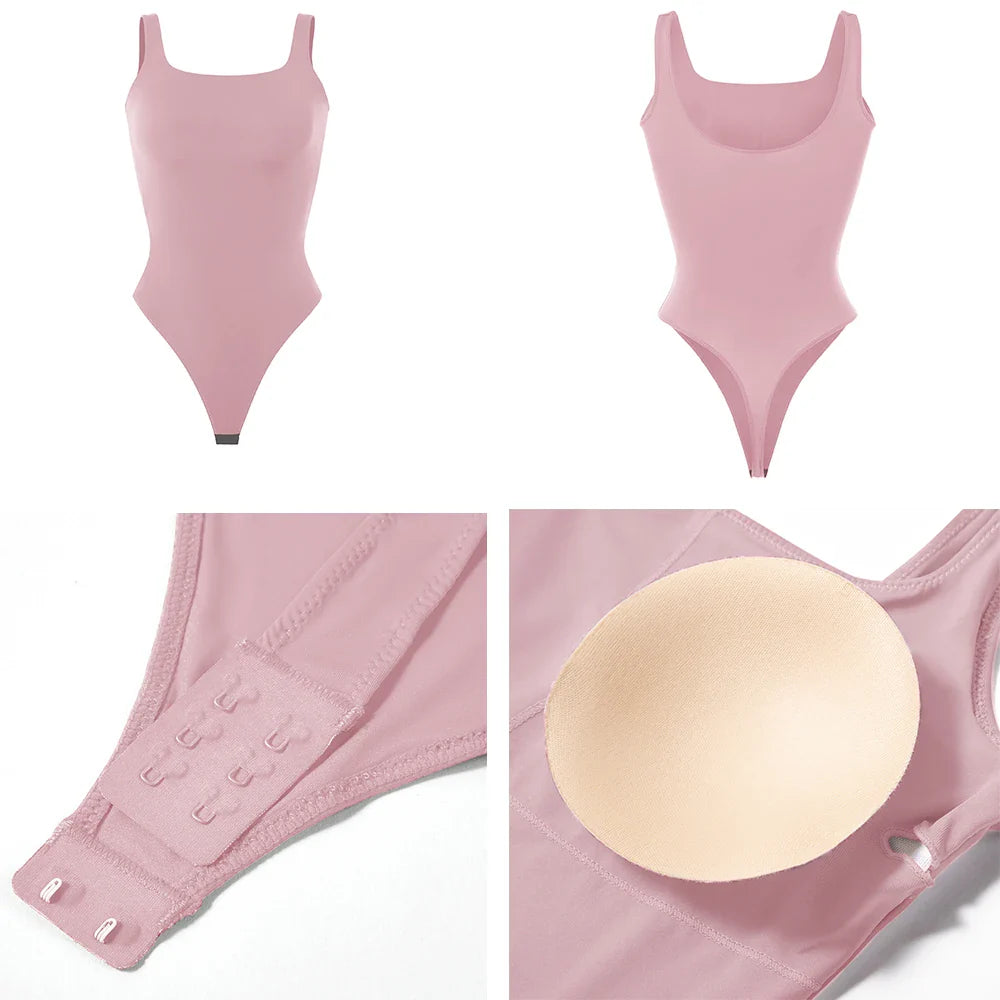 Bodysuits Women Sexy Body Suit One-Piece Romper Solid Sexy Sleeveless Square Neck Padded Tank Tops Jumpsuit Streewear Ladies-Dollar Bargains Online Shopping Australia