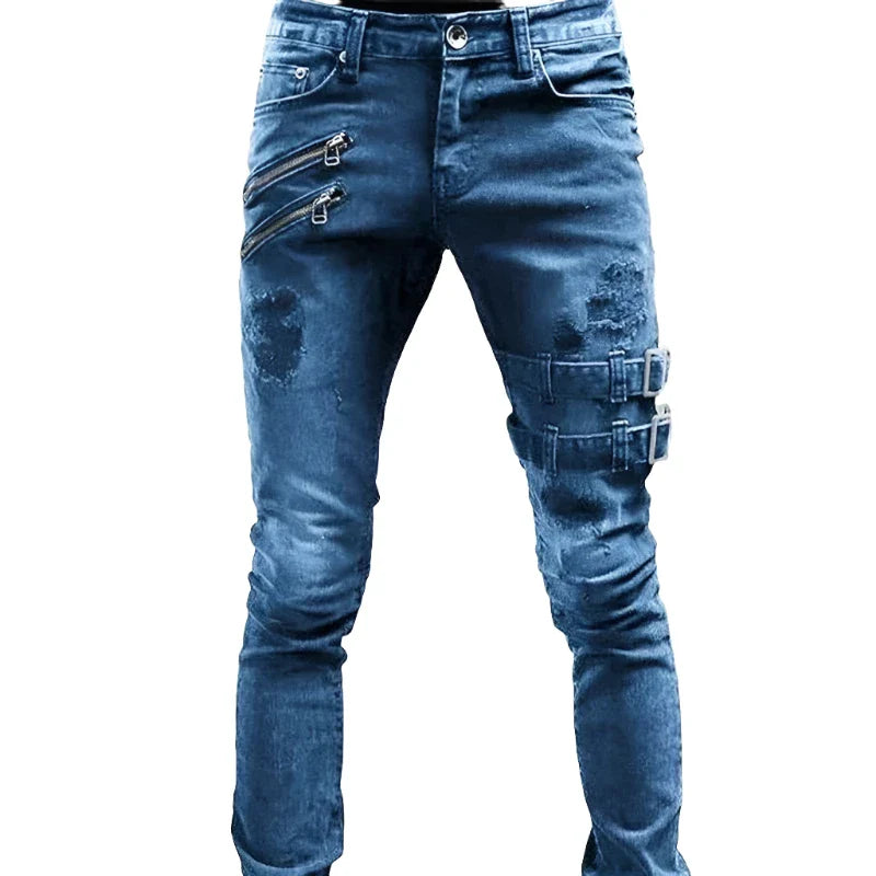 Plus Size Straight Jeans Man Pants Spring Summer Boyfriend Jeans Streetwear Skinny Zips-Dollar Bargains Online Shopping Australia