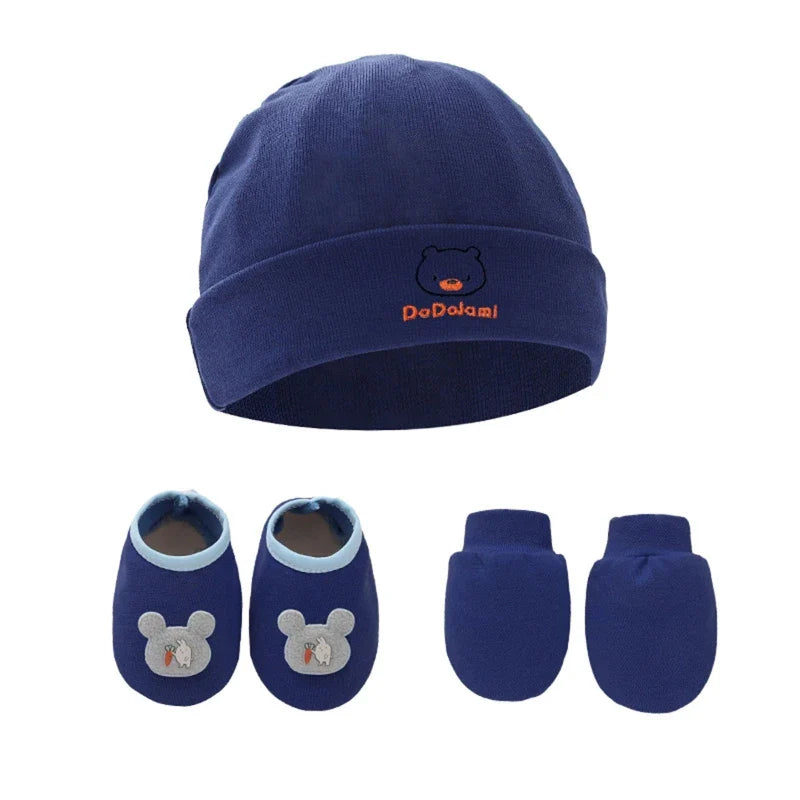 Baby Anti Scratching Gloves Hat Foot Cover Set Soft Cotton Newborn No Scratch Mittens Socks Beanies Cap Nightcap-Dollar Bargains Online Shopping Australia