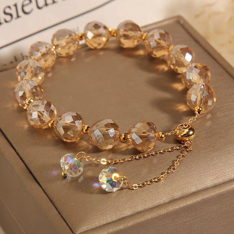 Colorful Artificial Austria Crystal Bracelet New Shiny Stone Beads Rope Chain Strand Bracelets for Women Party