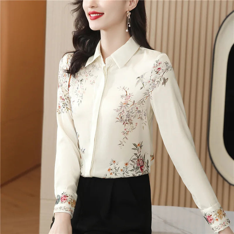 Fashion luxury ladies shirt France style woman printing blouse Long sleeve Tops-Dollar Bargains Online Shopping Australia