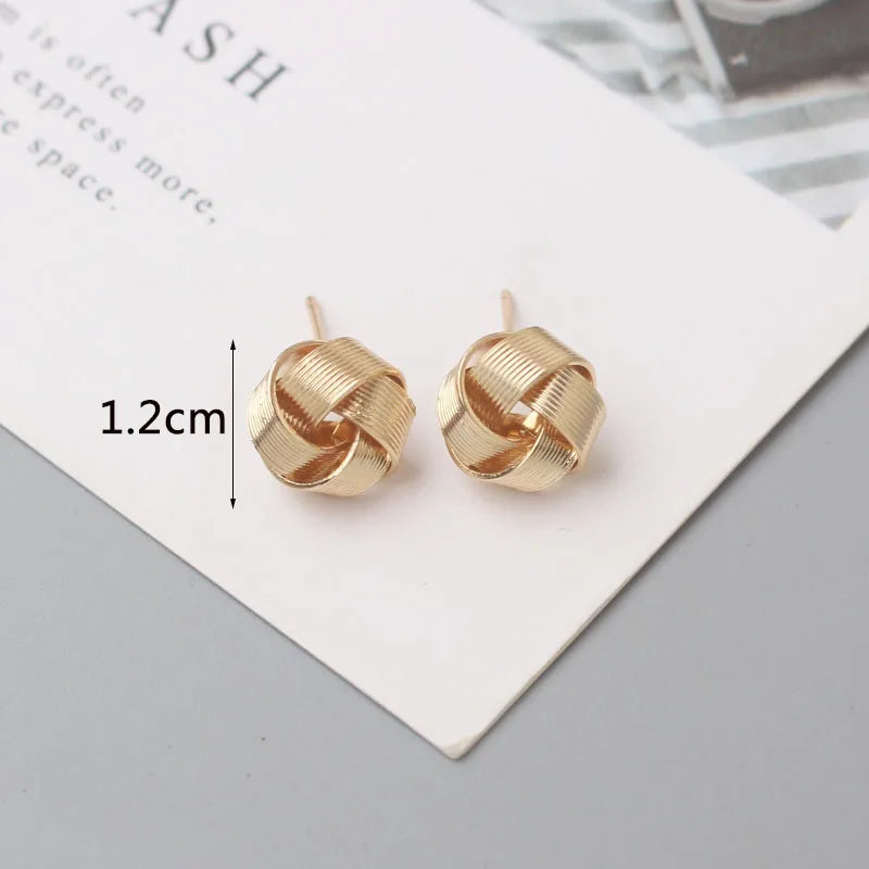 Tiny Metal Stud Earrings for Women Gold Color Twist Round Earrings Small Unusual Earrings-Dollar Bargains Online Shopping Australia