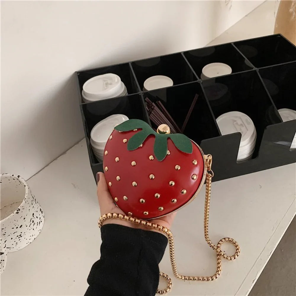 Mini Cute Strawberry Shape Purse Women Chain Shoulder Bag Fashion Flap Handbag Girl Creative Messenger Tote Clutch Bag-Dollar Bargains Online Shopping Australia